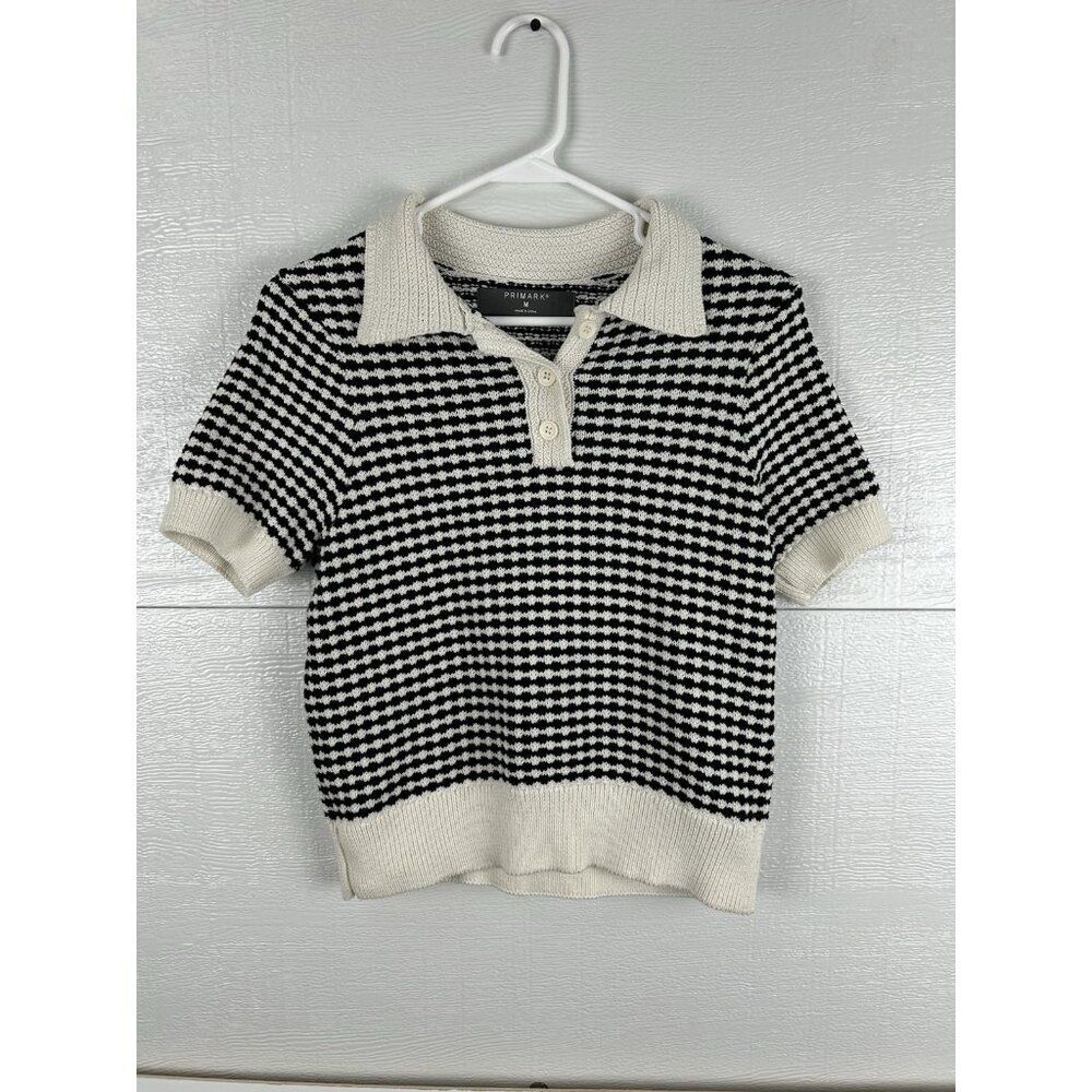 Primark Black And White Checkered Shirt Cropped Size Medium